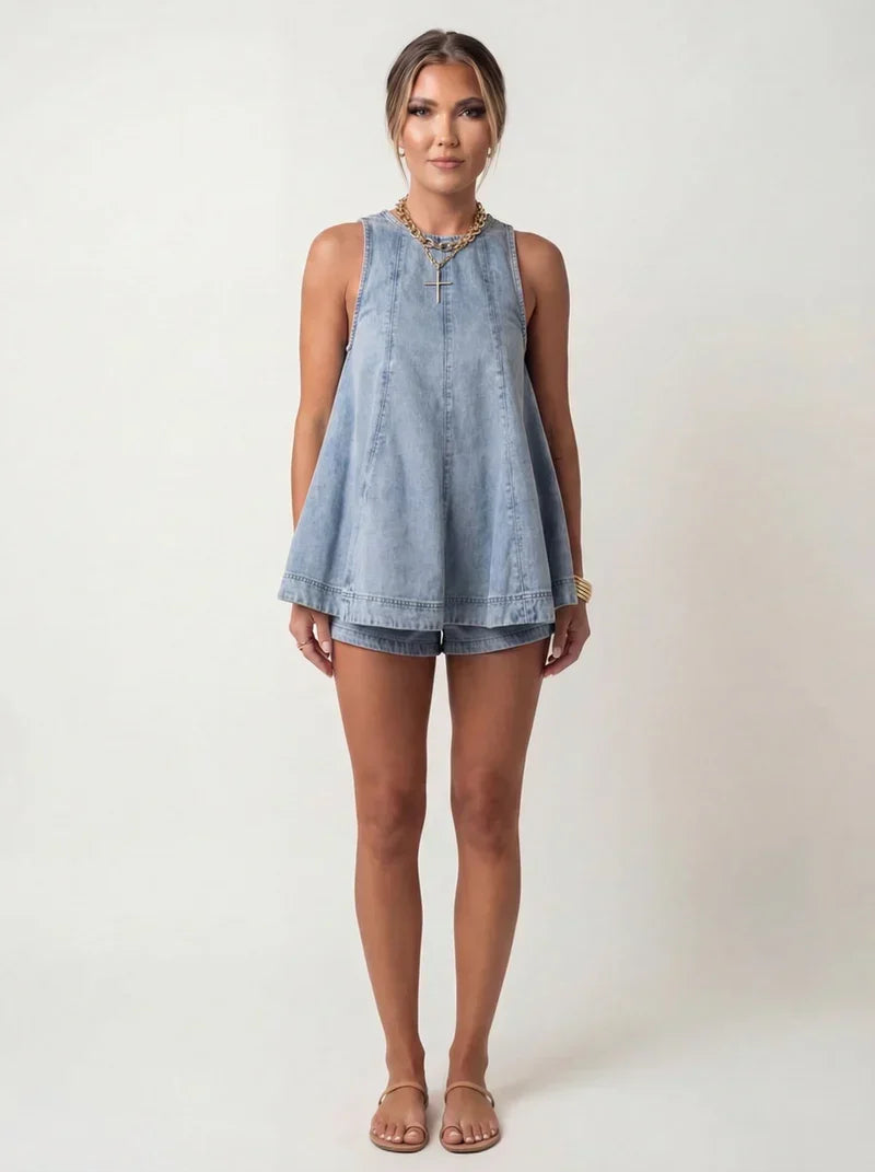 Denim Two Piece Set